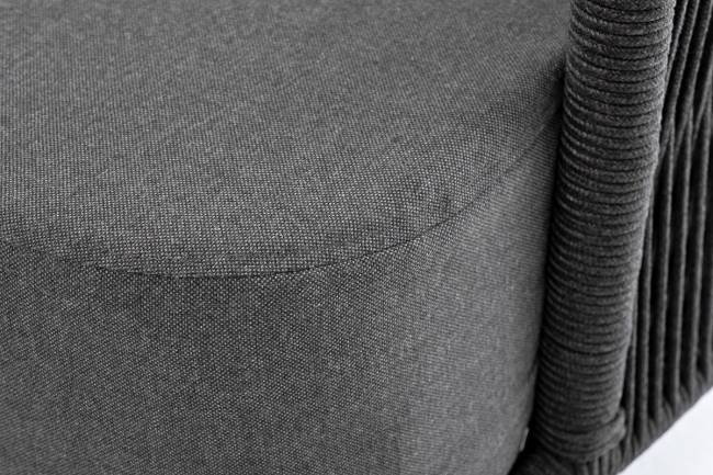 "Верона" диван 3-местный плетеный из роупа, каркас алюминий темно-серый (RAL7024) муар, роуп темно-серый круглый, ткань темно-серая 027 "Верона" диван 3-местный плетеный из роупа, каркас алюминий темно-серый (RAL7024) муар, роуп темно-серый круглый, ткань темно-серая 027