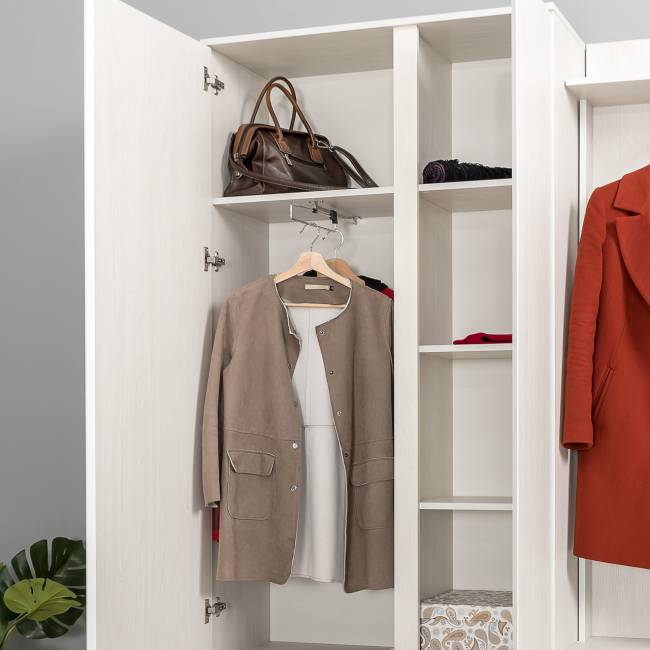 Шкаф комбинированный с зеркалом внутри и комод Ника цвет ясень анкор светлый