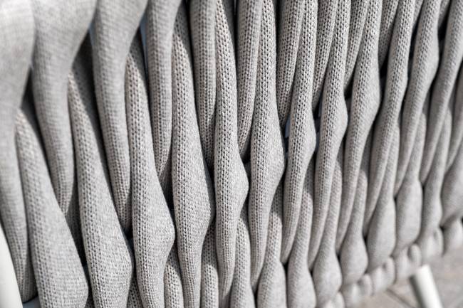 "Монако" лаунж-зона 4-местная из роупа со столом "Верона" (серый гранит), каркас светло-серый, роуп светло-серый