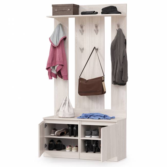 Тумбы с вешалками для верхней одежды Ника цвет ясень анкор светлый Тумбы с вешалками для верхней одежды Ника цвет ясень анкор светлый