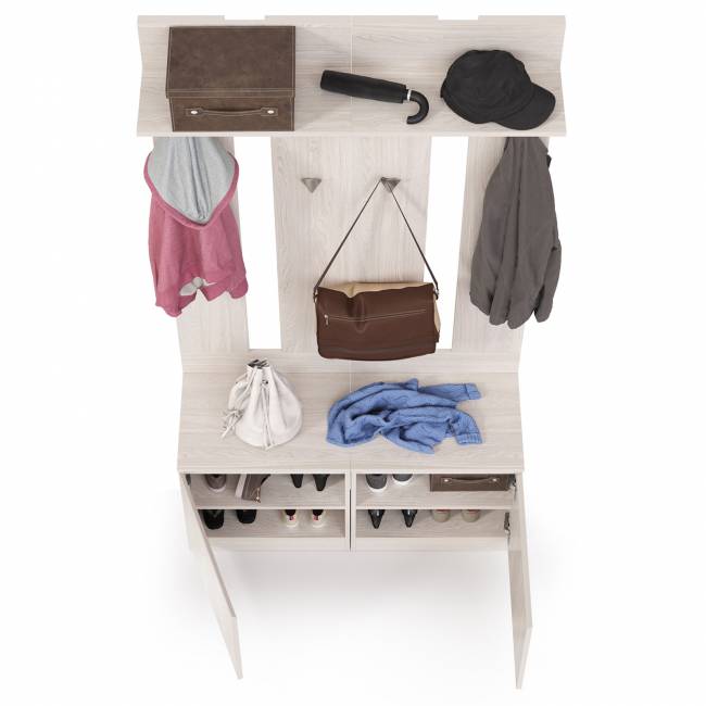 Тумбы с вешалками для верхней одежды Ника цвет ясень анкор светлый Тумбы с вешалками для верхней одежды Ника цвет ясень анкор светлый