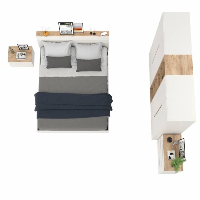 Мебель для спальни Муссон № 15 кровать на 1600 цвет белый/дуб эндгрейн элегантный, ортопед