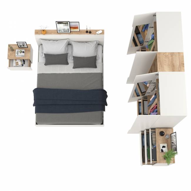 Мебель для спальни Муссон № 15 кровать на 1600 цвет белый/дуб эндгрейн элегантный, ортопед