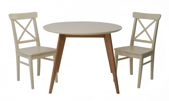 Стол Сканди К 90 натур/слоновая кость со стульями Ингольф слоновая кость Стол Сканди К 90 натур/слоновая кость со стульями Ингольф слоновая кость