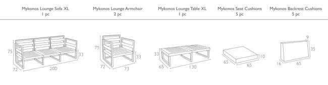 Комплект пластиковой мебели Mykonos XL серебристый, светло-коричневый