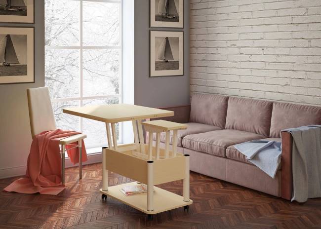 Стол-  трансформер Дебют 3 светлый венге/ножки белые