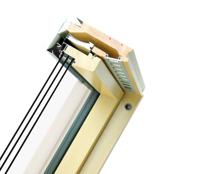 Деревянное мансардное окно FTP-V U5 THERMO со среднеповоротным открыванием Деревянное мансардное окно FTP-V U5 THERMO со среднеповоротным открыванием