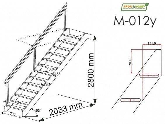 Мансардная лестница из ели М-012у