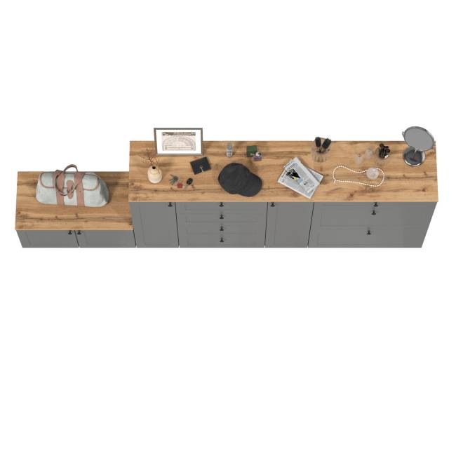 Комод с обувницей и тумбой Остин цвет серый графит/дуб крафт золотой
