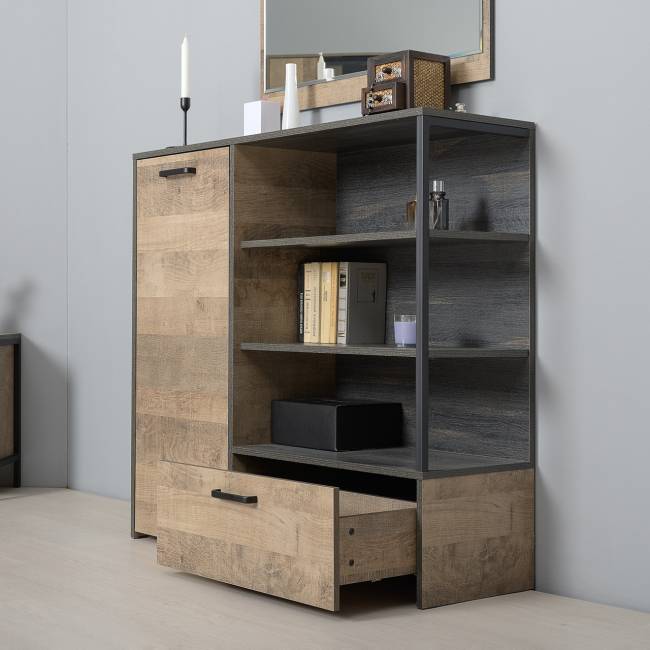 Два комода с ящиком и дверкой и комод с тремя ящиками Трувор цвет дуб гранж песочный/интра