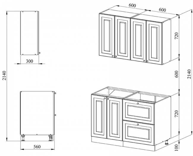 Кухня 1.2 х 2.14 м, массив сосны, без покраски Кухня 1.2 х 2.14 м, массив сосны, без покраски