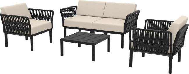 Комплект пластиковой мебели Portofino Lounge черный, бежевый