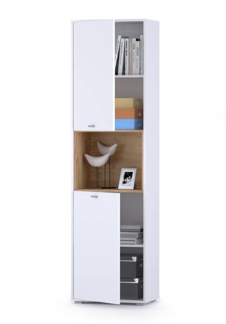 Пенал для гостиной Бэль цвет дуб крафт золотой/белый премиум Пенал для гостиной Бэль цвет дуб крафт золотой/белый премиум