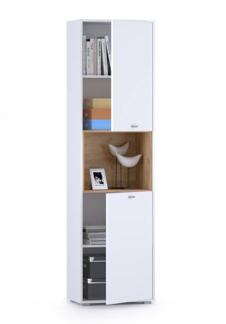 Пенал для гостиной Бэль цвет дуб крафт золотой/белый премиум Пенал для гостиной Бэль цвет дуб крафт золотой/белый премиум