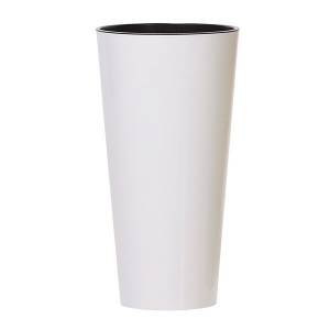 Кашпо для цветов "Prosperplast Tubus Slim Shine", белый, 27+15л