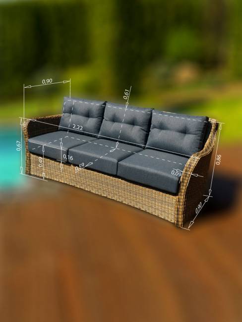 Диван 3-х местный "Венеция", коричневый