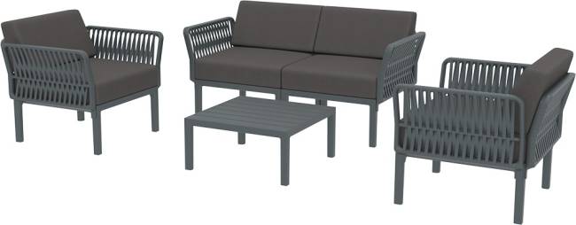 Комплект пластиковой мебели Portofino Lounge темно-серый, темно-серый