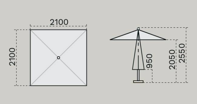 Зонт профессиональный 2.1х2.1 м Lido Titanium титан, слоновая кость 2100х2100 мм
