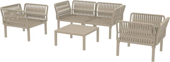 Комплект пластиковой мебели Portofino Lounge бежевый, темно-серый