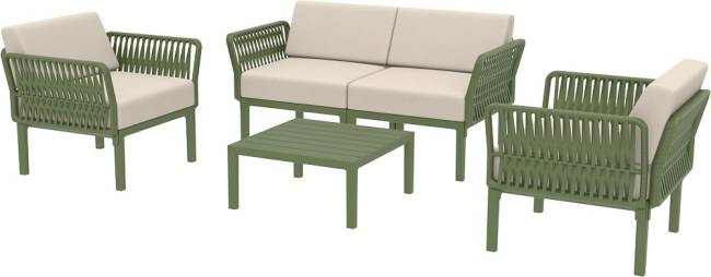 Комплект пластиковой мебели Portofino Lounge оливковый, бежевый Комплект пластиковой мебели Portofino Lounge оливковый, бежевый