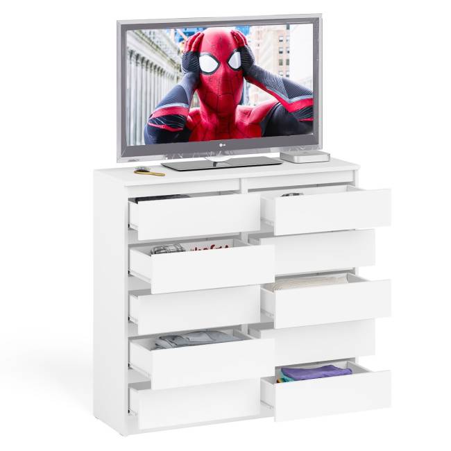 Комод высокий на десять выдвижных ящиков Мори МК1200.10 цвет белый Комод высокий на десять выдвижных ящиков Мори МК1200.10 цвет белый