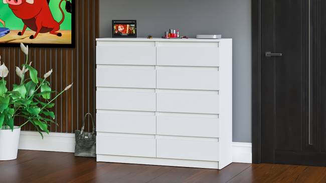 Комод высокий на десять выдвижных ящиков Мори МК1200.10 цвет белый Комод высокий на десять выдвижных ящиков Мори МК1200.10 цвет белый
