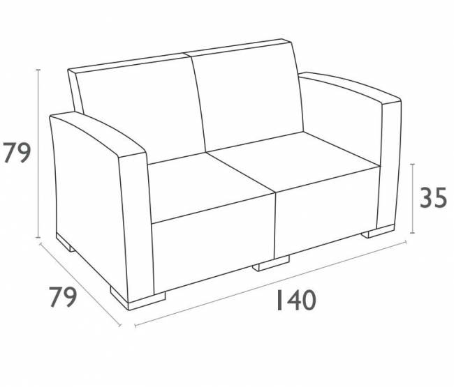 Диван пластиковый плетеный двухместный с подушками Monaco Lounge коричневый 1400х790х790 мм Диван пластиковый плетеный двухместный с подушками Monaco Lounge коричневый 1400х790х790 мм