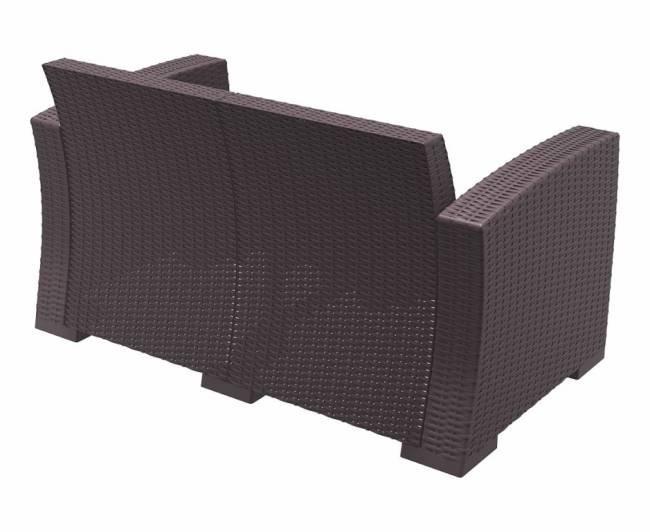 Диван пластиковый плетеный двухместный с подушками Monaco Lounge коричневый 1400х790х790 мм Диван пластиковый плетеный двухместный с подушками Monaco Lounge коричневый 1400х790х790 мм