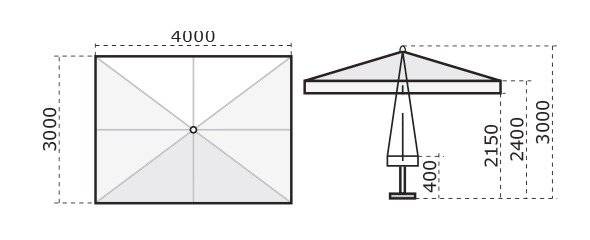 Зонт профессиональный 3х4 м Napoli Standard антрацит 3000х4000 мм