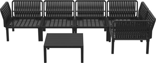 Комплект пластиковой мебели Portofino Lounge Corner черный, темно-серый