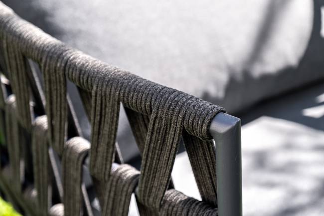 "Диего" лаунж-зона 4-местная плетеная из роупа (веревки), каркас алюминиевый темно-серый, роуп темно-серый