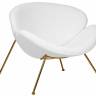 Кресло дизайнерское DOBRIN EMILY, белый (букле) ткань, золотое основание
