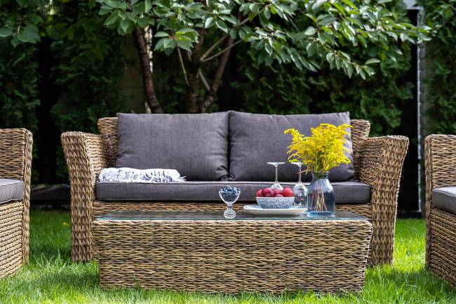 "Капучино" диван из искусственного ротанга (гиацинт) двухместный, цвет соломенный