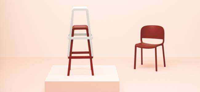 Табурет пластиковый полубарный Dome черный 430х415х650 мм