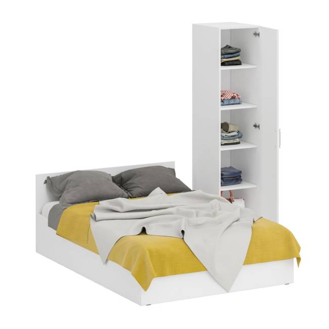 Кровать белая двуспальная 1400 с пеналом Стандарт цвет белый Кровать белая двуспальная 1400 с пеналом Стандарт цвет белый