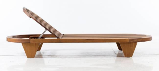 Шезлонг-лежак деревянный с матрасом Spain натуральный, голубой 2300х860x300 мм