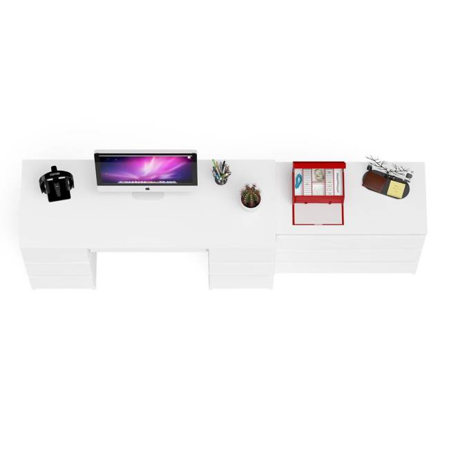 Комод три ящика Мори 800.1 и стол компьютерный две тумбы МС-2 цвет белый Комод три ящика Мори 800.1 и стол компьютерный две тумбы МС-2 цвет белый