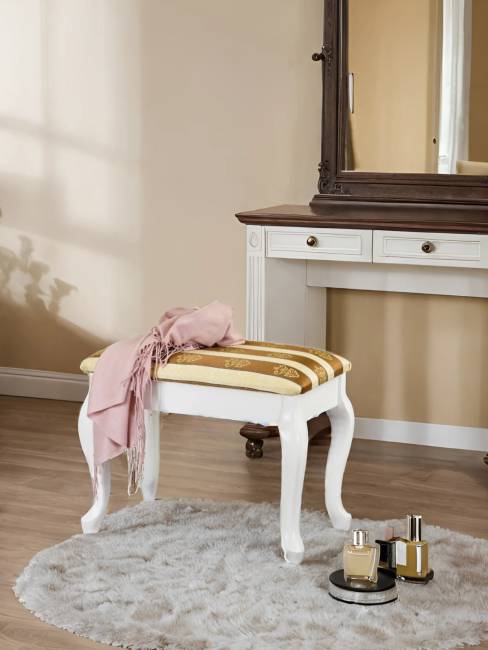 Банкетка Ретро с ящиком белый, ткань полоса коричн. Банкетка Ретро с ящиком белый, ткань полоса коричн.