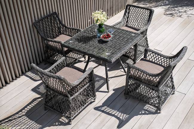 "Айриш" обеденная группа плетеная на 4 персоны, цвет графит "Айриш" обеденная группа плетеная на 4 персоны, цвет графит