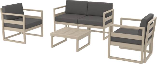 Комплект пластиковой мебели Mykonos бежевый, темно-серый Комплект пластиковой мебели Mykonos бежевый, темно-серый