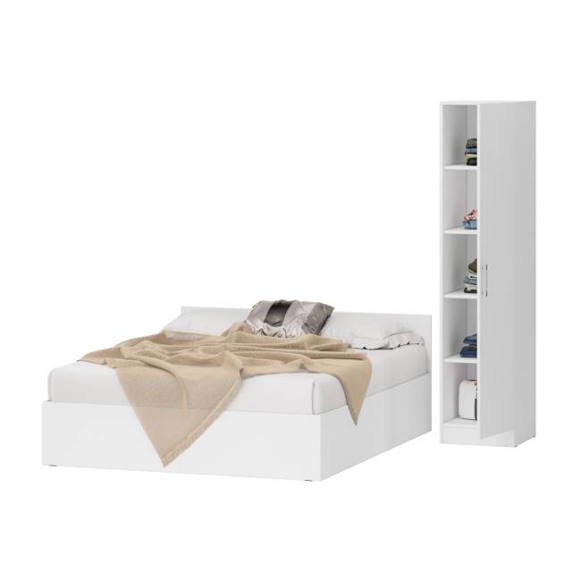 Кровать белая двуспальная 1600 с пеналом Стандарт цвет белый