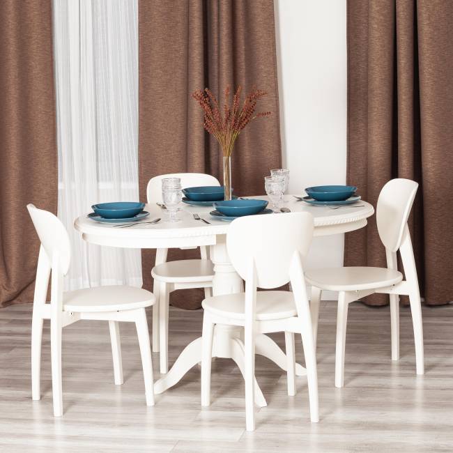 Стол обеденный раздвижной Стефано/Stefano бук, МДФ, 100х100-130х80х77см, айвори вайт Ivory white бук, мдф