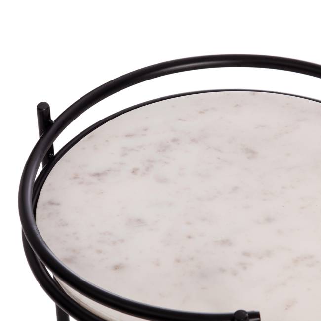 Столик кофейный Secret De Maison FASELIS ( mod. 11886 ) алюминиевый сплав/мрамор, 38*38*56 см, черный/белый мрамор черный/белый мрамор алюминиевый сплав/мрамор