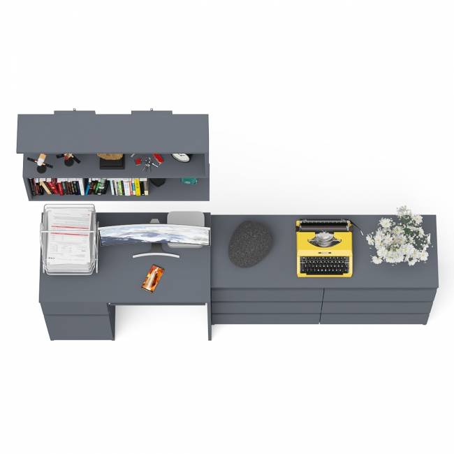 Большой комод на 6-ть ящиков Мори с компьютерным столом МС-1 левый и полка открытая на 900 цвет графит Большой комод на 6-ть ящиков Мори с компьютерным столом МС-1 левый и полка открытая на 900 цвет графит