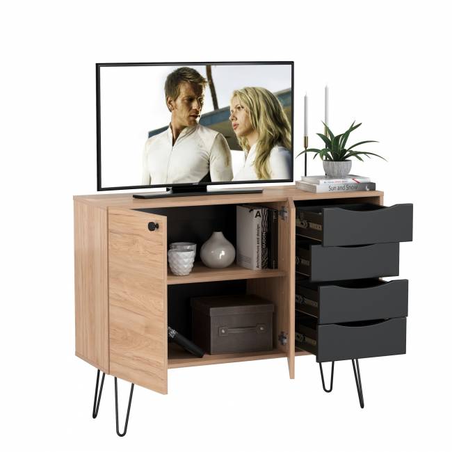 Комод-тумба Брюс 16.233 цвет чёрный/Battle rock Santiago