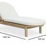 Шезлонг-лежак деревянный с матрасом (не для HoReCa) Pill светлый тик, бежевый 1900х630х280 мм