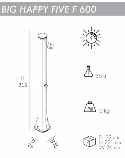 Душ солнечный Big Happy Five F 600 антрацит 290х260х2150 мм