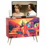 Комод-тумба Кармин 16.230.03 цвет красный/белый, фасады с рисунком Бразильские домики