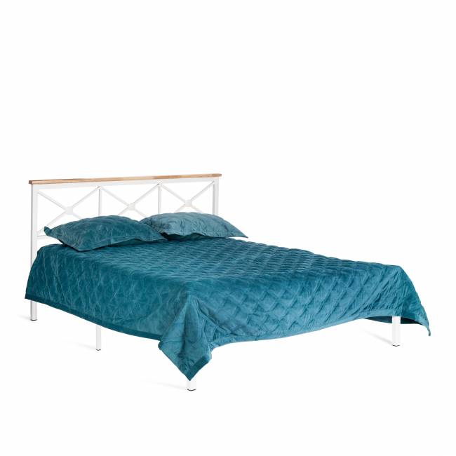 Кровать Iris (mod.9311) дерево гевея/металл, 160*200 см (Queen bed), Белый (White) Белый (White) дерево гевея/металл